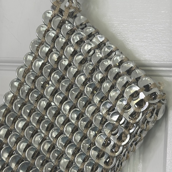 Silver and Tan Bottle Cap Woven Wristlet - Picture 2 of 6